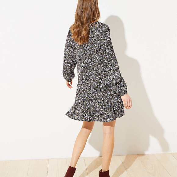 NWT LOFT Floral Button Flippy Dress - Picture 3 of 4